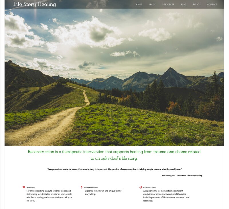 Life Story Healing website